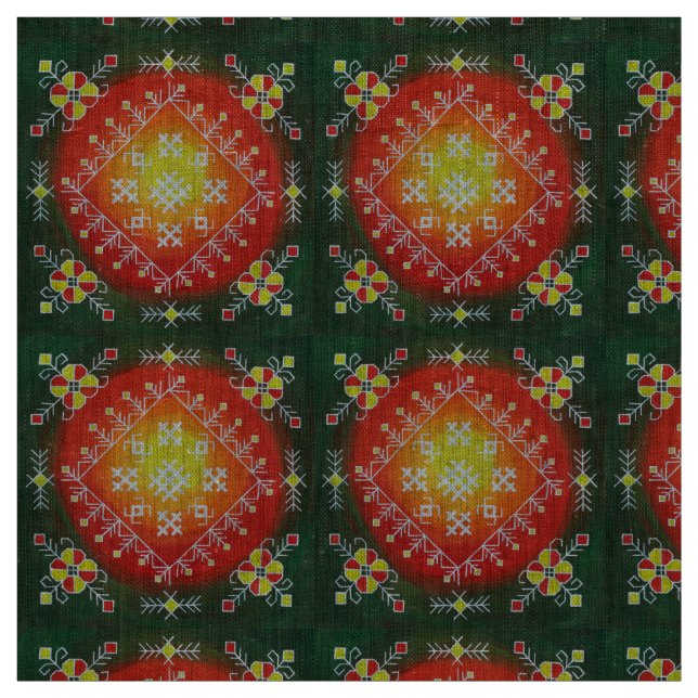 Tissu Art populaire traditionnel letton avec peinture de (Échantillon)