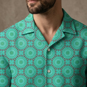 Tissu Art vert et rouge Kaleidoscope Motif géométrique