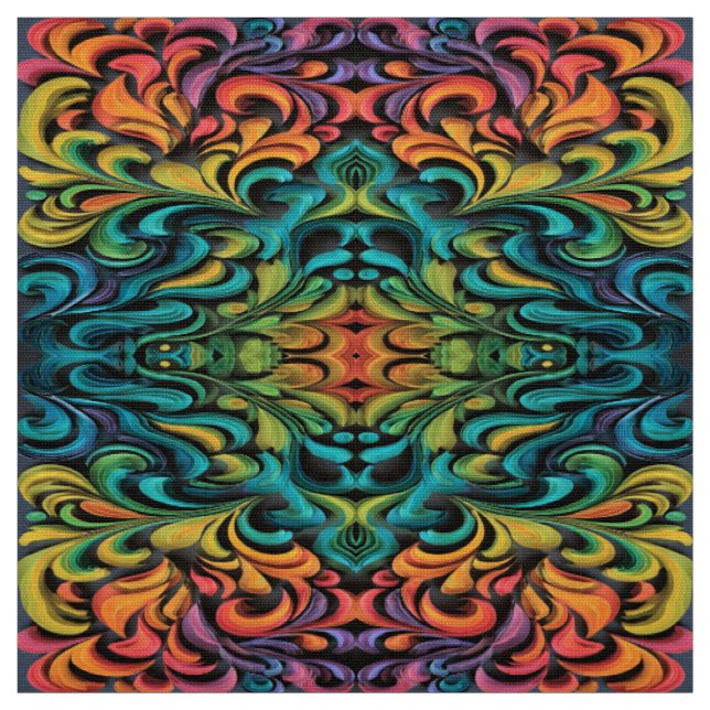 Tissu Art vibrant tourbillon multicolore (Échantillon)