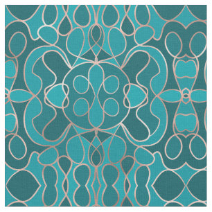 Tissu Artsy moderne bleu Rose or géométrique