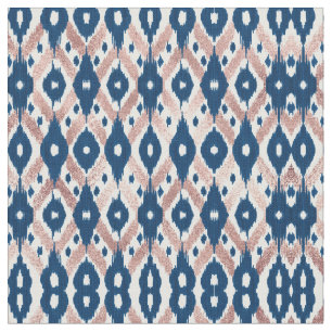 Tissu Artsy moderne Rose or Marine bleu Ikat Geo