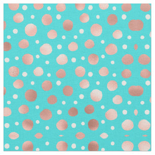 Tissu Artsy moderne Rose or Pois Turquoises