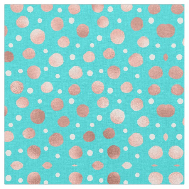 Tissu Artsy moderne Rose or Pois Turquoises (Fermer)