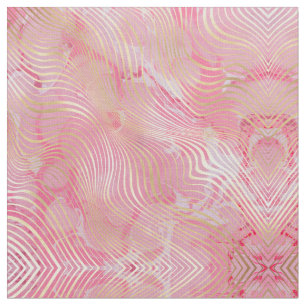 Tissu Artsy moderne rose or rayures courbes Marbre