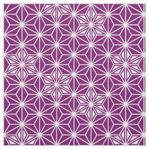 Tissu Asanoha motif japonais - violet d'aubergine