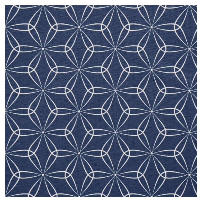 Tissu Asanoha Style 02 - Blanc sur Dk Blue 001744 (Échantillon)