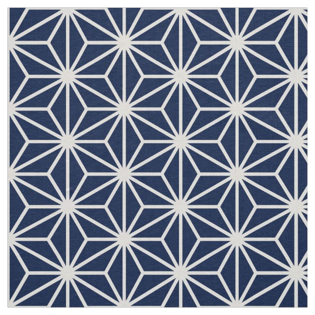 Tissu Asanoha Style - Blanc sur Dk Blue 001744 (Échantillon)