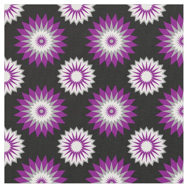 Tissu Asexualité Fierté couleurs /fleur noire motif fleu (Fermer)