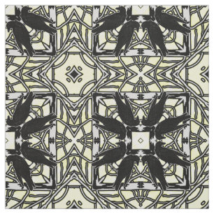 Tissu Assassinat De Corbeaux Blanc Noir Jaune Kaleidosco