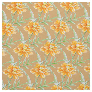 Tissu Aster mexicain brûlé orange floral aquarelle