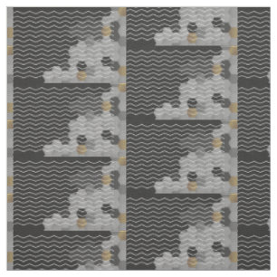 Tissu Astract Géométrique Chevron gris Hexagon jaune