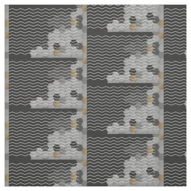 Tissu Astract Géométrique Chevron gris Hexagon jaune (Échantillon)