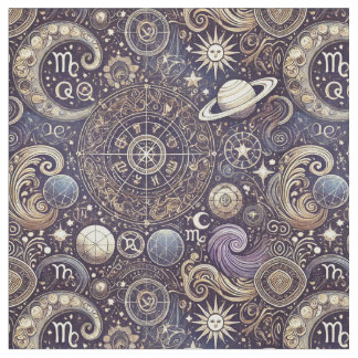 Tissu Astrologie Motif-Zodiaque et céleste détaillés