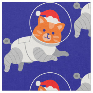 Tissu astronaute chat laid noël père Noël
