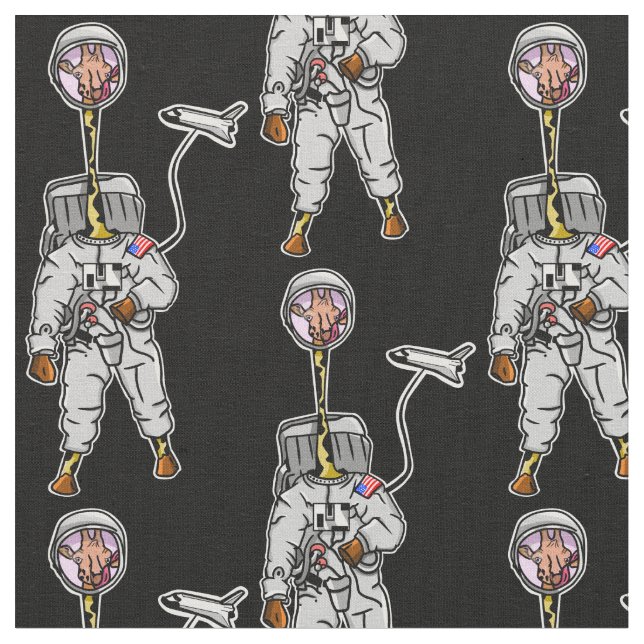 Tissu astronaute drôle de girafe (Fermer)