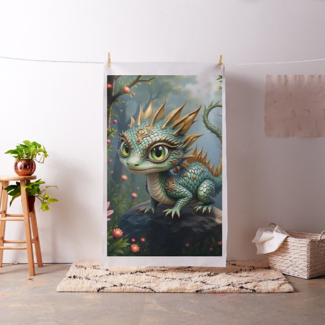 Tissu Auren – Petit dragon de la forêt émeraude  (In Situ)