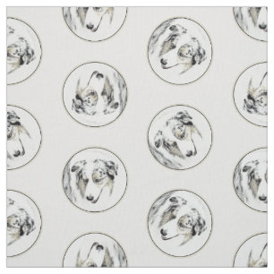 Tissu Australian Shepherd Peinture Blue Merle Dog Art