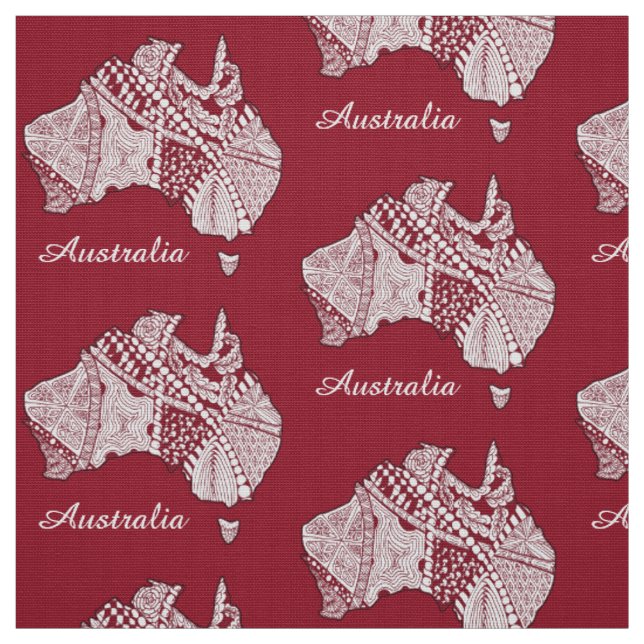 Tissu Australie Carte Doodle (Échantillon)