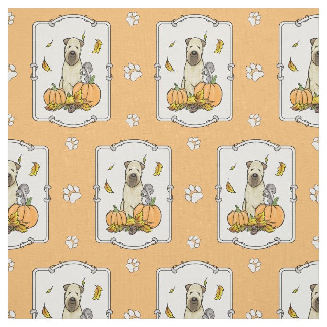 Tissu Automne Roue Terrier (blé 1b2) Citrouille mignon (Échantillon)