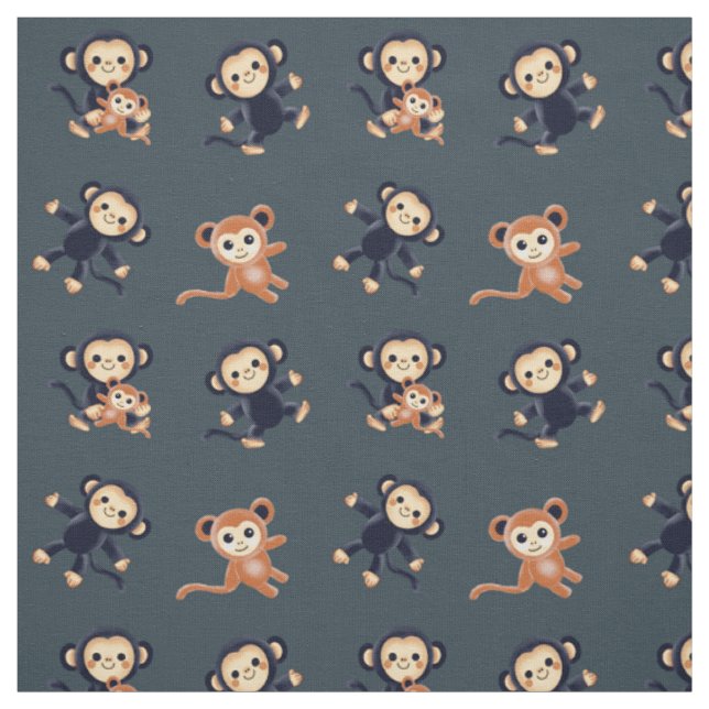 Tissu avec de mignons singes (Échantillon)