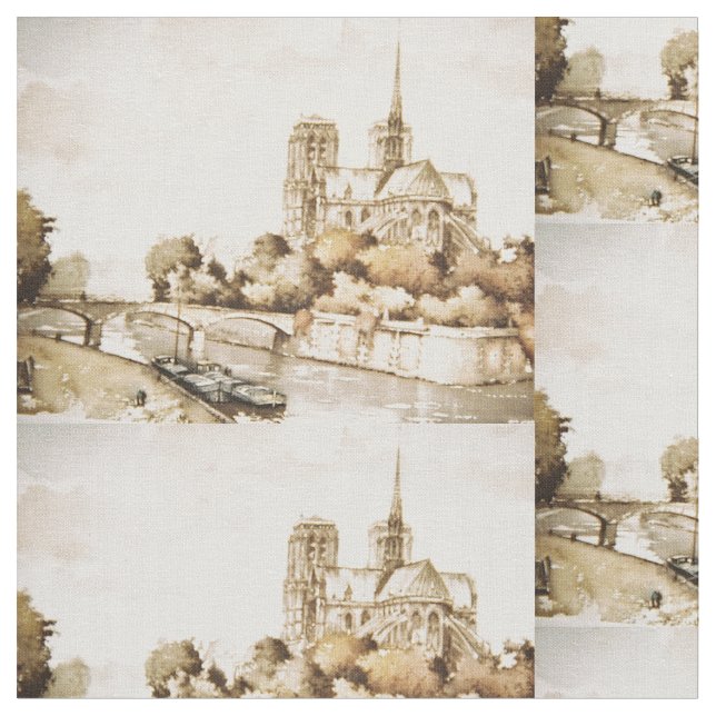 Tissu avec des images "de cathédrale de Notre (Fermer)
