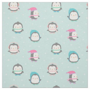 Tissu avec motif de pingouins mignons patinant à g