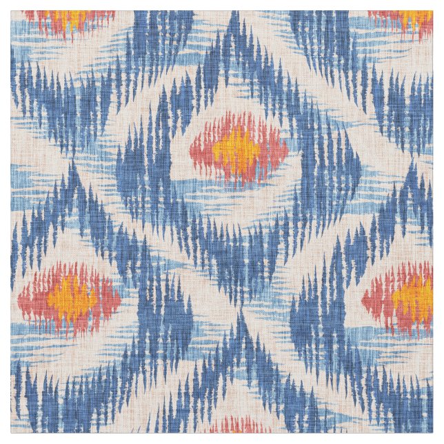Tissu avec motif ikat bleu (Fermer)