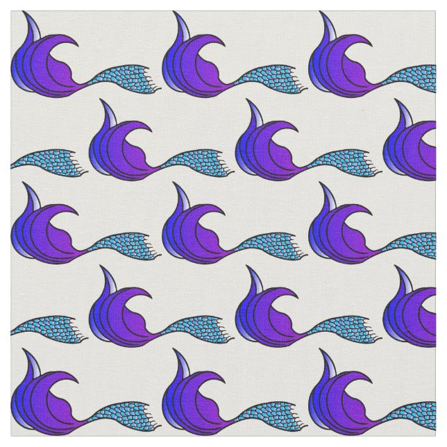 Tissu avec queue de sirène bleue et violette (Fermer)