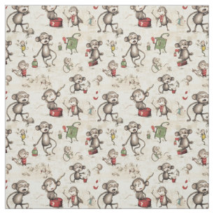Tissu Aventures de singe : Singe de Whimsy
