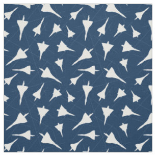 Tissu Avion Motif Bleu Blanc Supersonique