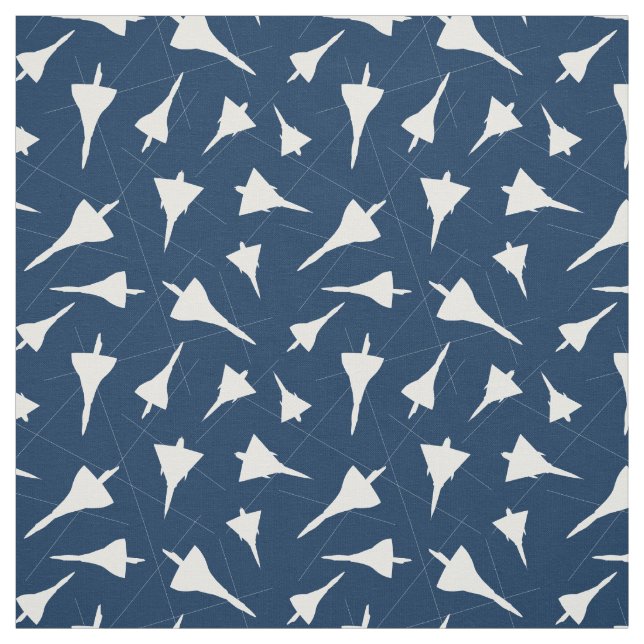 Tissu Avion Motif Bleu Blanc Supersonique (Échantillon)