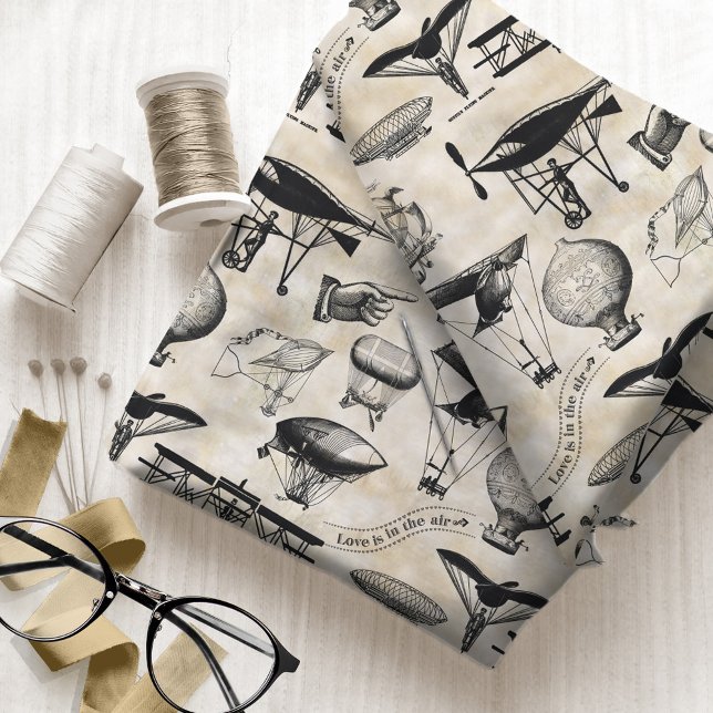Tissu Avion vintage Sepia ID913 (Créateur téléchargé)