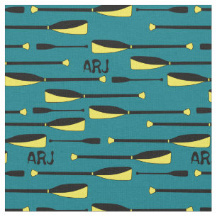 Tissu Avirons jaune et noir d'aviron de monogramme
