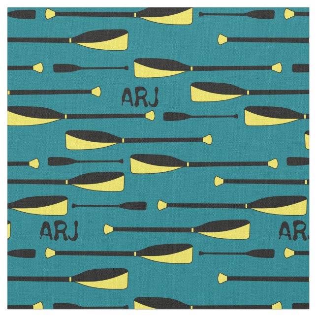 Tissu Avirons jaune et noir d'aviron de monogramme (Fermer)