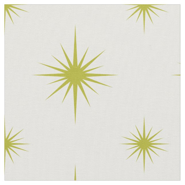 Tissu Avocado Green Starburst Motif du milieu du siècle (Fermer)