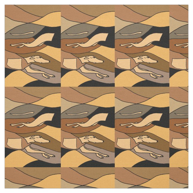 Tissu Awesome Racing Greyhound Dog Abstrait Art Fabric (Échantillon)