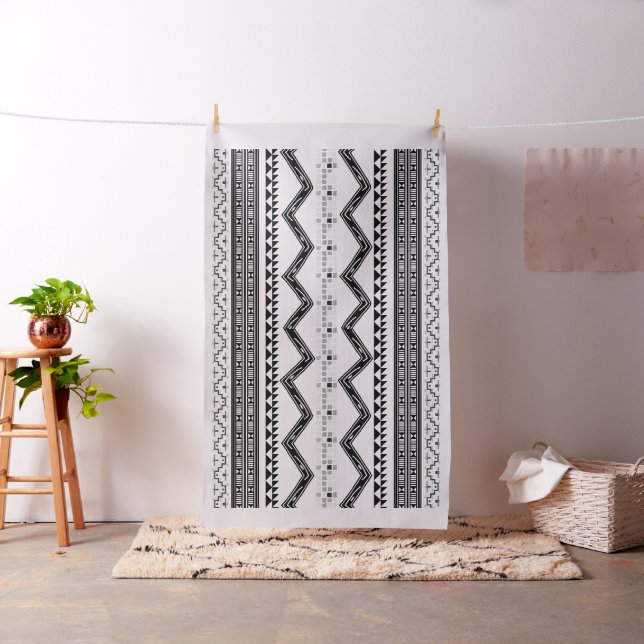 Tissu Aztec Triangle Abstrait Noir N'importe quelle coul (In Situ)