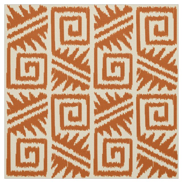 Tissu Aztèque d'Ikat - orange molle de rouille (Échantillon)
