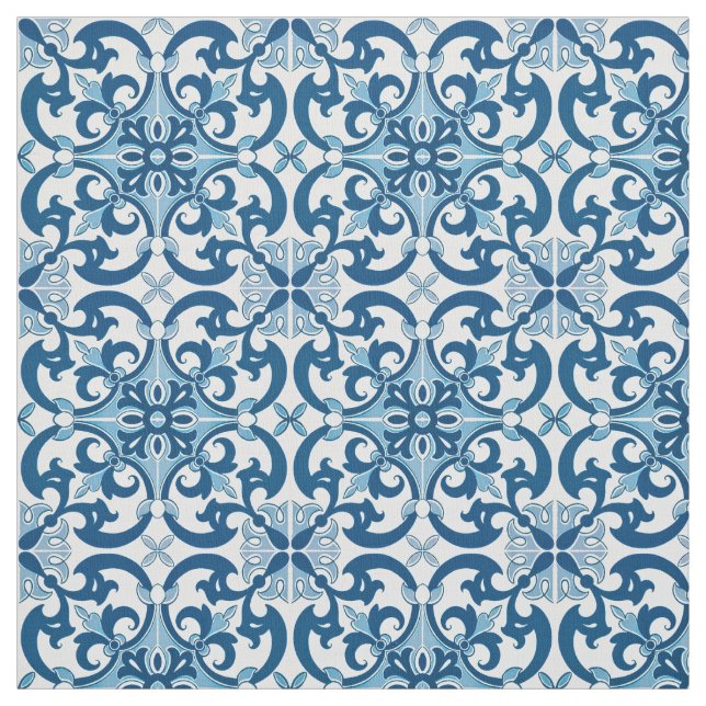 Tissu Azulejo Fleur de Lis Style Pattern (Échantillon)