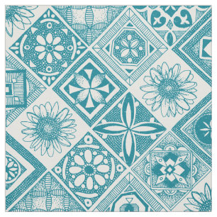 Tissu azulejos bleu