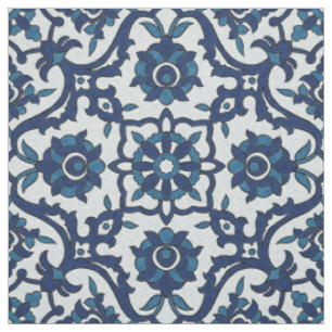 Tissu Azulejos Floral Carrelage Motif