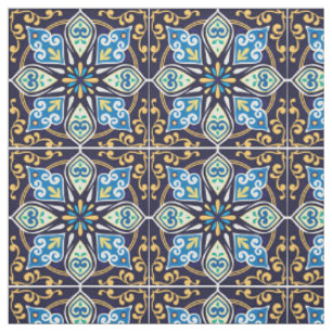 Tissu azulejos jaune et bleu
