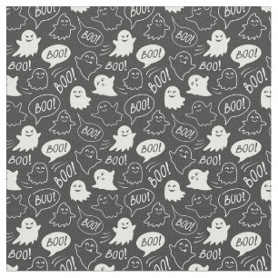 Tissu B&W Cute Doodle Halloween Motif