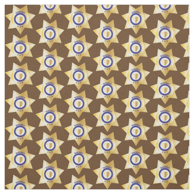 Tissu Badge en or Sheriff sur Dark Brown (Échantillon)