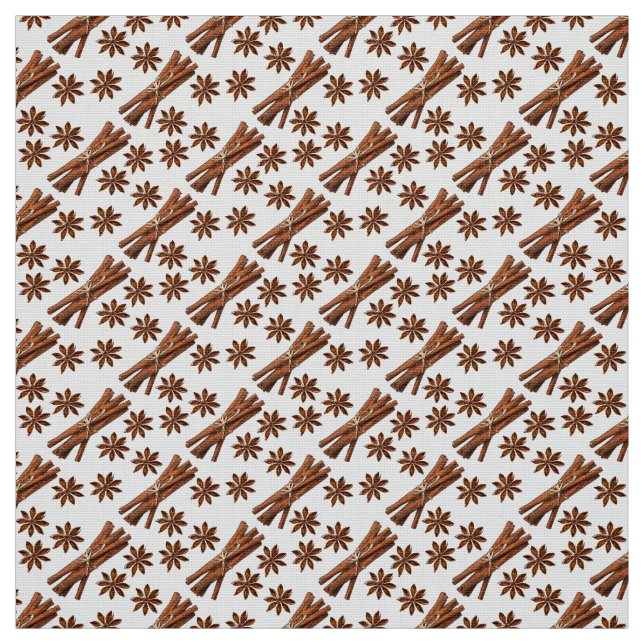 Tissu Baguettes de cannelle et anis étoilé. (Échantillon)