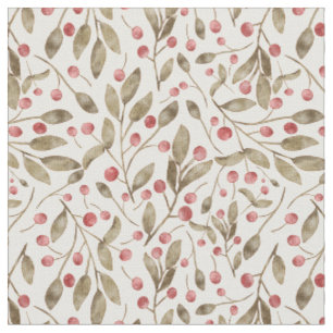 Tissu Baies et botaniques de Noël