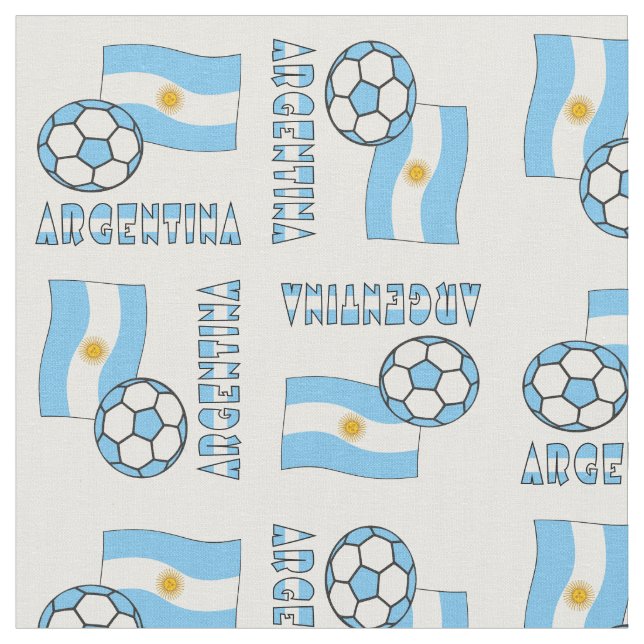 Tissu Bal de football argentin et drapeau (Fermer)