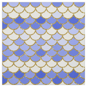 Tissu Balances de sirène Parties scintillant bleue et or