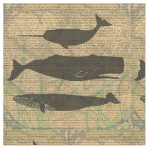 Tissu Baleine antique Vie marine