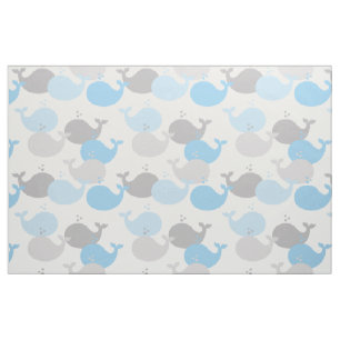 Tissu Baleine bleu marine Baleine grise marine Animaux m